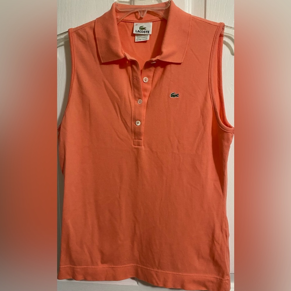 LACOSTE WOMENS CORAL POLO SHIRT - Picture 4 of 10